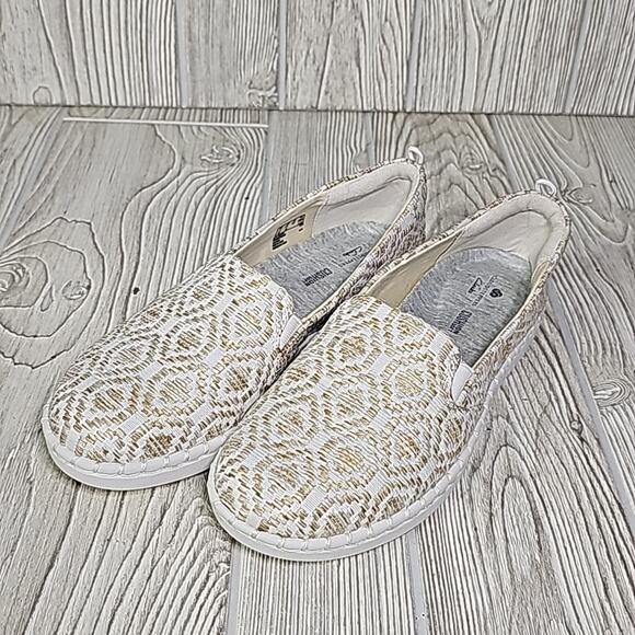 Clarks Step Glow Slip On Loafer Flats Natural White Weave Womens Size 6.5 New - Picture 12 of 12